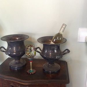 Vintage metal ice bucket Silver plate Urn